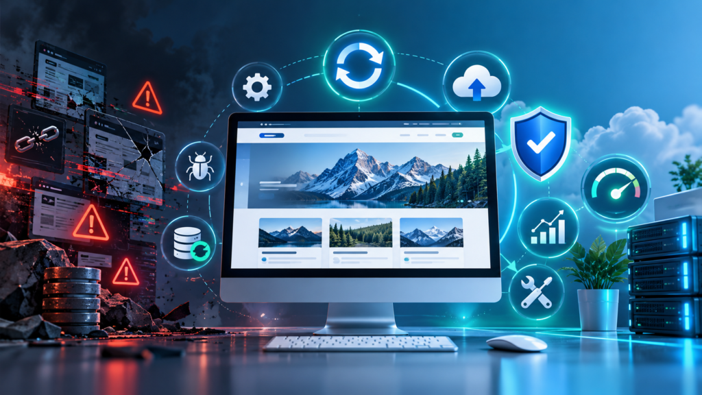 Website maintenance protecting business websites from security risks, slow loading, and lost leads